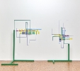 Geometrie d'ambiente, 2016, installazione, acrilico su tela e intonaco, alluminio policromo. Palazzo Da Porto, Vicenza